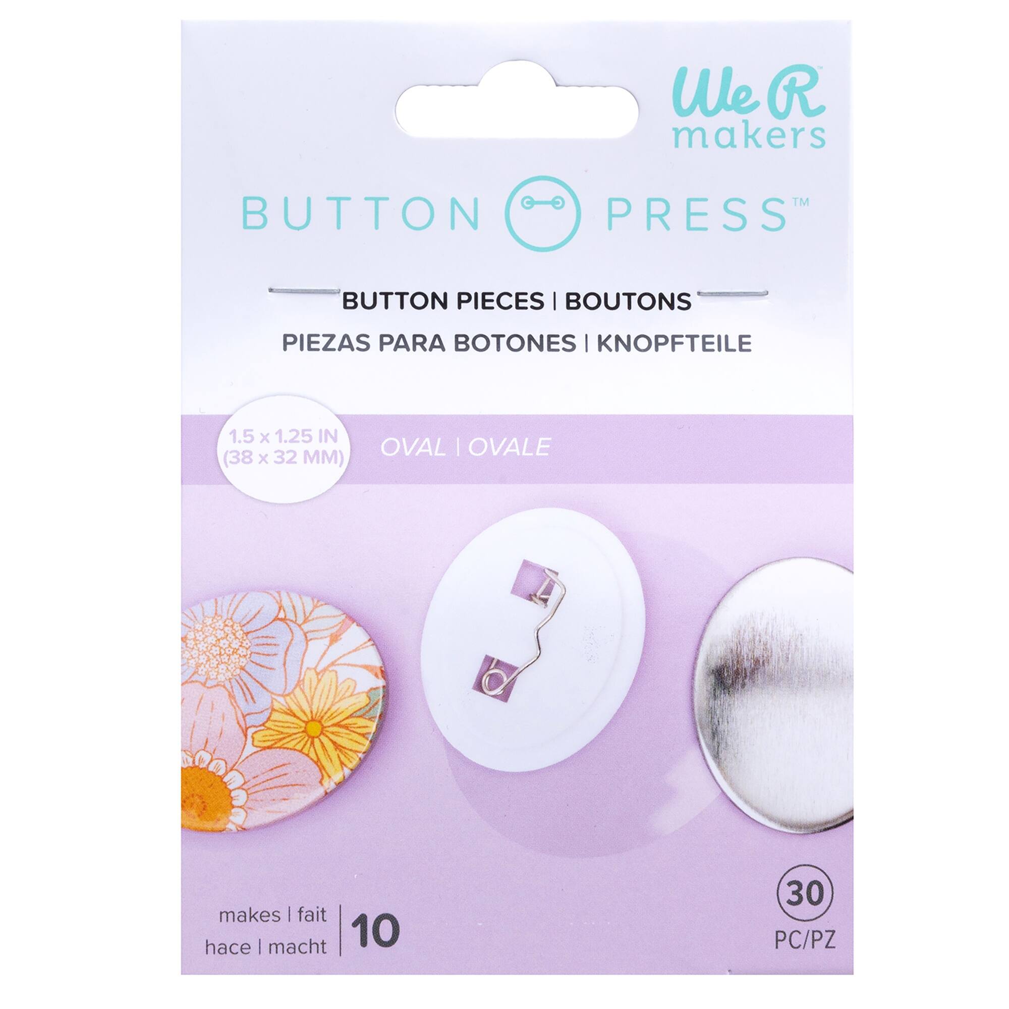 We R Memory Keepers® Button Press™ Small Oval Button Pin Back Refill Pack, 10ct.